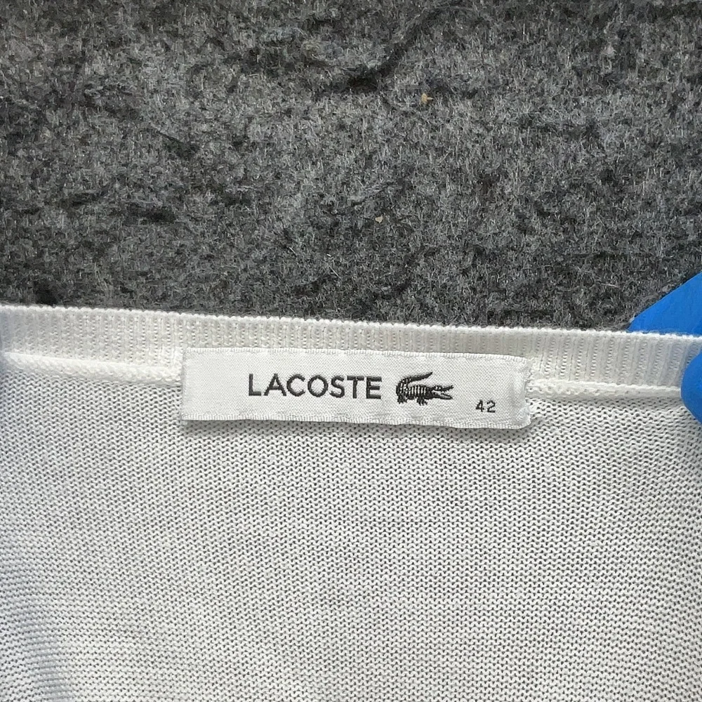 Lacoste Women's V-neck Cardigan Sweater Cream Size 42